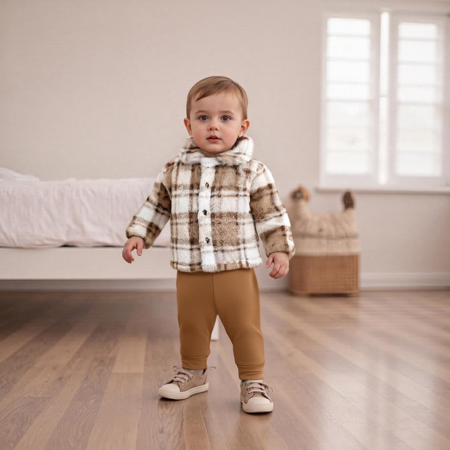 Giraropa Toddler Baby Boy Clothes Plaid Button Sweater Sweatsuit 2Pcs Sweatshirt Pants Set Cute Infant Fall Winter Clothes - Image 6