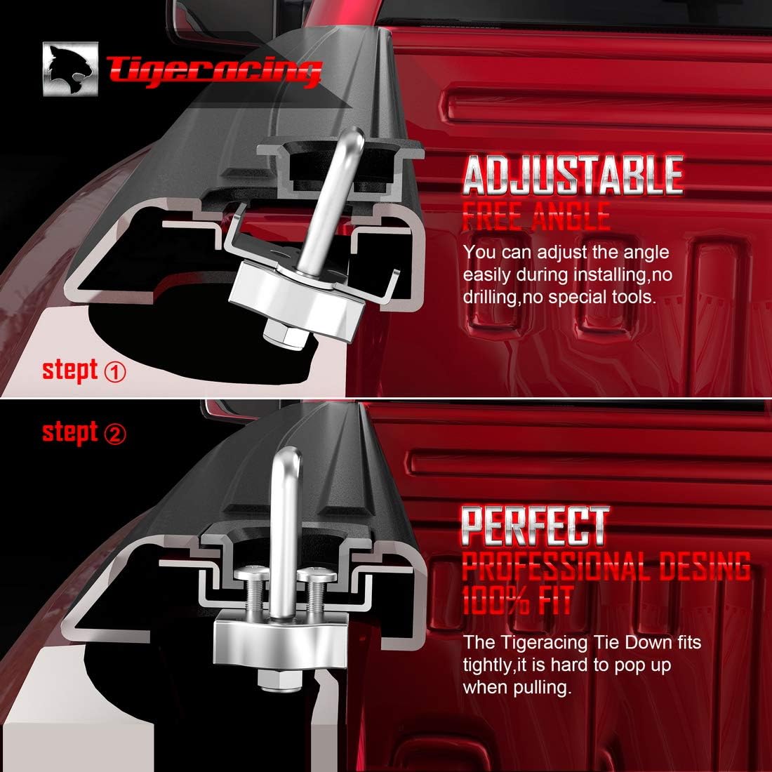 Tie Down Anchors Retractable Truck Bed Top Side D Ring Compatible with 2015-2026 F150 / 17-26 F250 & F350 Super Duty / 17-26 Raptor - 3000 LBS Capacity of 4 - Image 6