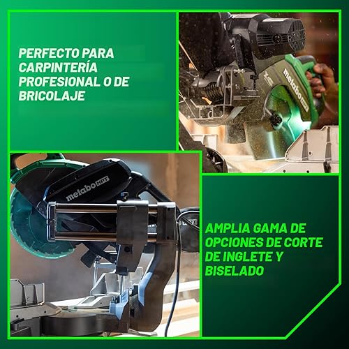 Miniatura 5 de Metabo HPT Sierra de inglete deslizante de doble bisel de 12 pulgadas, velocidad sin carga de 4000 RPM, rango de bisel izquierdo y derecho de 45,