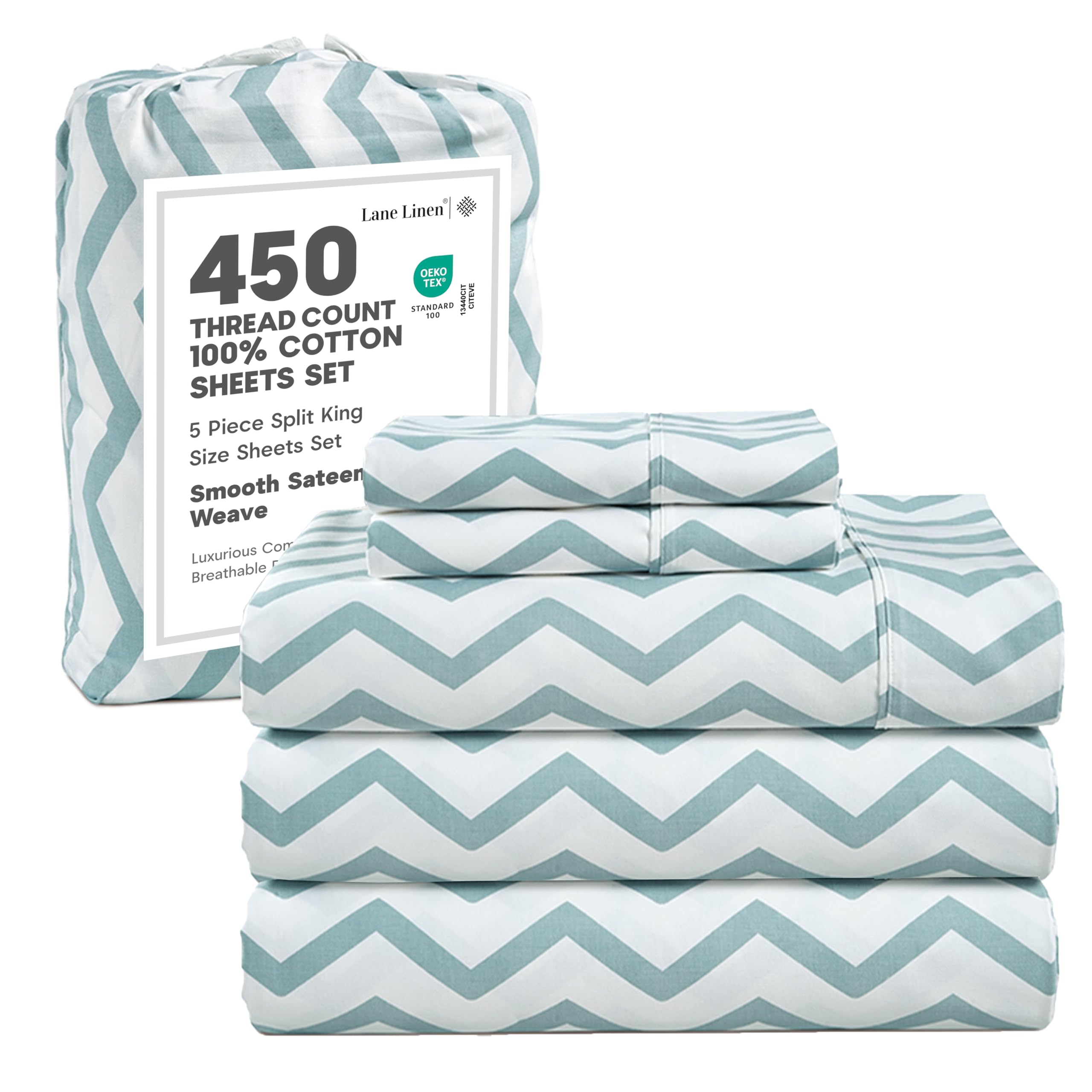 Lane Linen 100% Cotton Bed Sheets – 450 Thread Count Cooling Sheets Queen, Durable Daily Use Bedding, Value Comfort for Nightly Rest, Hotel Sateen Finish, Snug Fit 15" Deep Pocket Fitted Sheet – Taupe — view 62