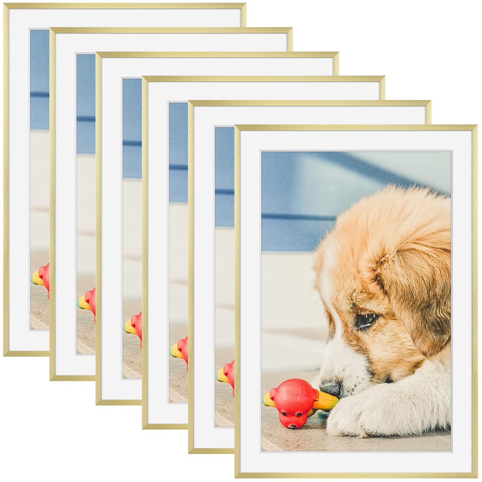 AUEAR, Premium 13x19 Picture Frame with Mat for 11x17 Photos or 13x19 Posters Without Mat - Aluminum Frame with Tempered Glass - Easy to Load and Wall