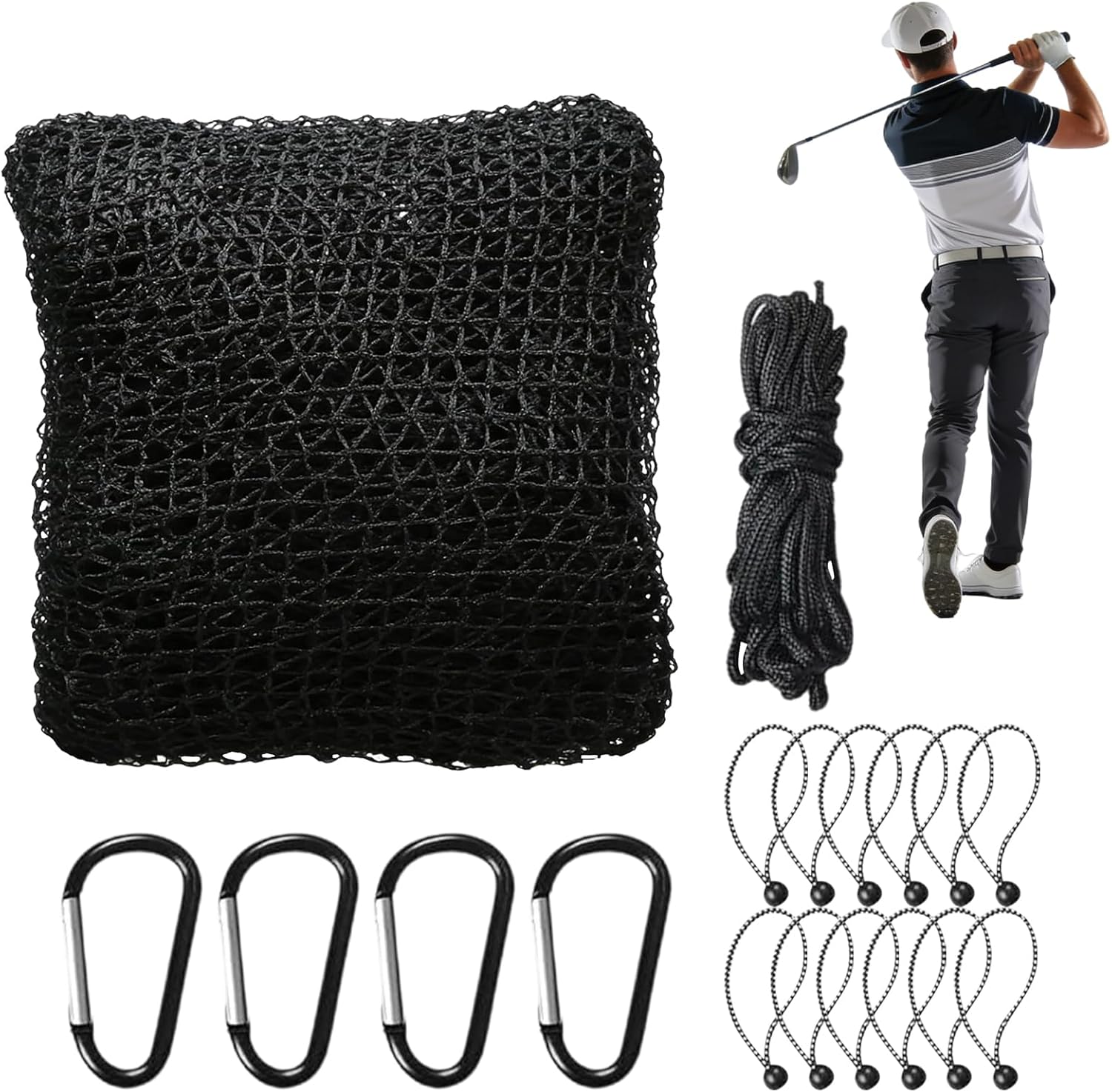 Portable Golf Training Net - Hitting Cage for Home Yard Driving Range Practice | Easy Setup Foldable Structure, Weather Resistant Mesh, Included Swing Practice Tool for All Skill 118x118in