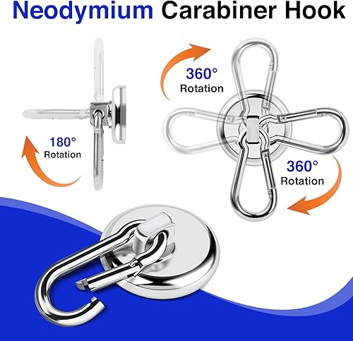 Miniatura 5 de LOVIMAG Ganchos magnéticos resistentes, 170 libras + ganchos magnéticos fuertes imanes de neodimio con ganchos, ganchos magnéticos giratorios con