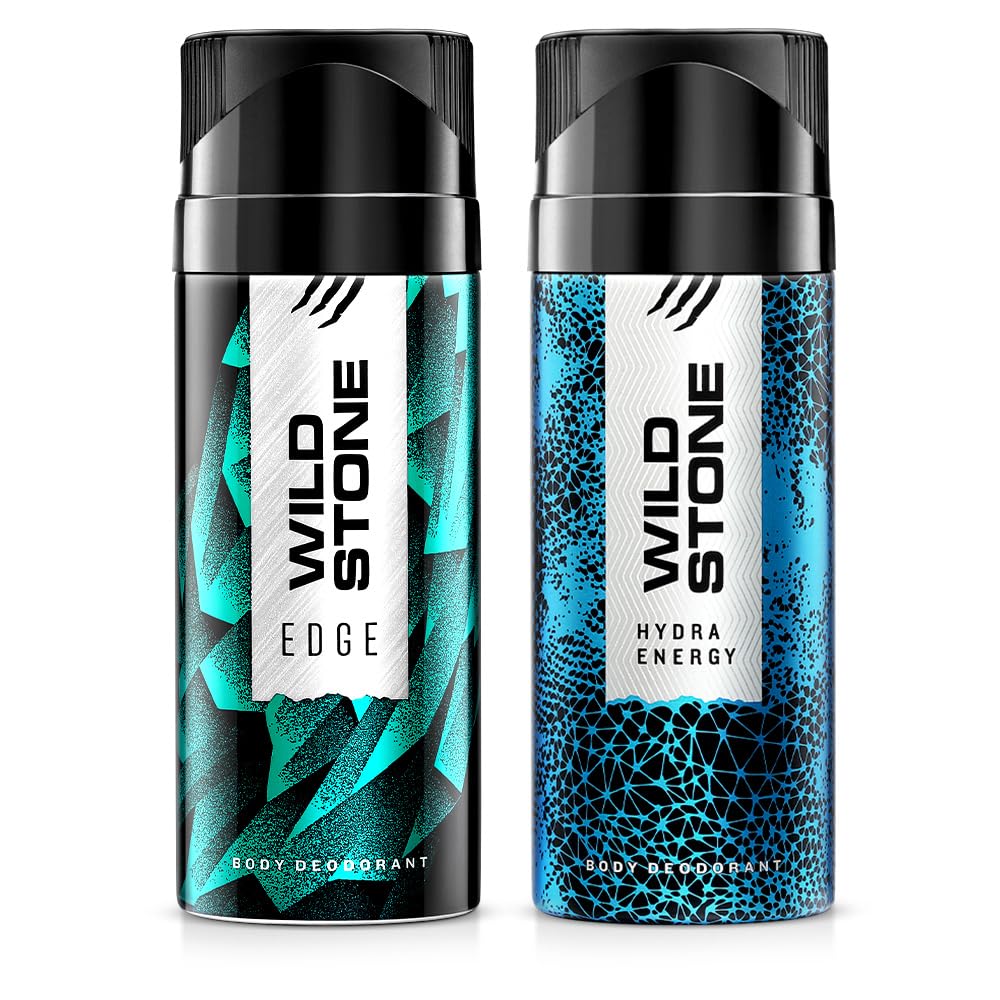 Edge and Hydra Energy Long Lasting Deodorants for Men, Pack of 2 (150ml each),spray
