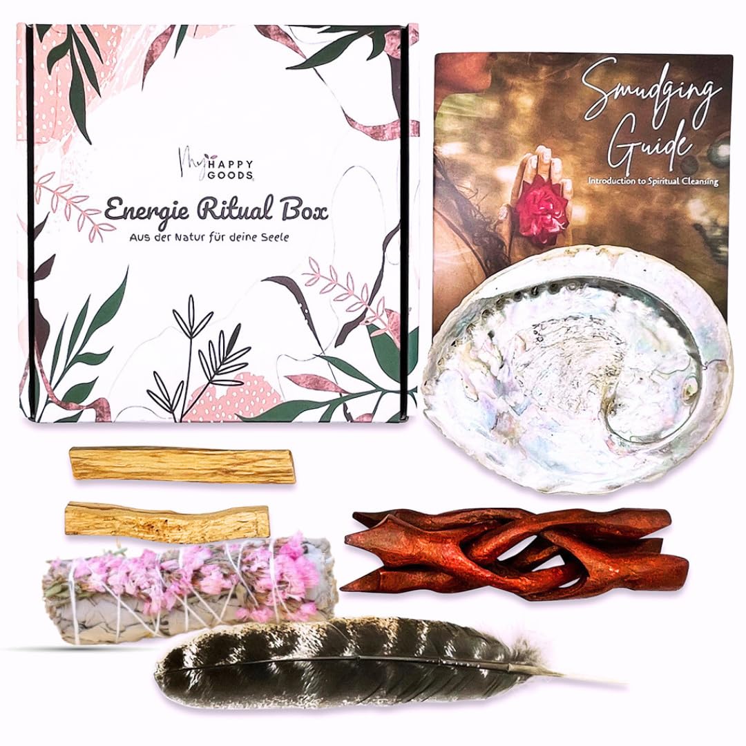 Kit Smudge - d’encens en kit - Palo Santo et sauge blanche avec lavande - Avec un élégant bol d'encens en nacre - Belle alternative aux ormeaux