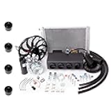 Universal Underdash AC Kit Regular Fit & Compressor SD 508 Type 2A – A/C Under dash Evaporator 432-000 (Black) 12v 12,700 BTU with 4 Black Starlight Louvers – Vintage & Classic Car AC Kit