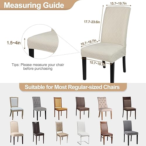 Miniatura 6 de SearchI Juego de 6 fundas impermeables para sillas de comedor, fundas elásticas de jacquard Parsons, extraíbles y lavables, protector para sillas de