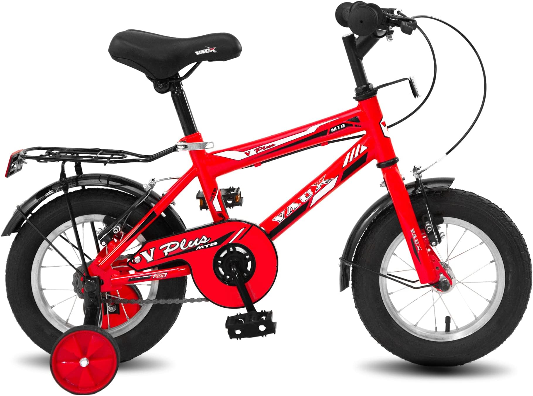 Vaux Plus Cycle for Kids 2 to 4 Years Old with Support Wheels, Ideal for Both Boys & Girls, Hi-Ten Steel Frame, Strong Alloy Rims & Ralson Tubular Tyres,95% Assembled, Ideal Height:2ft to 3ft(Red)