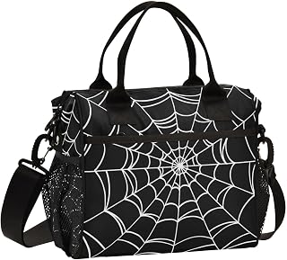 Goth Spider Web Lunch Bag & Lunch Box for Women with Adjustable Strap, M