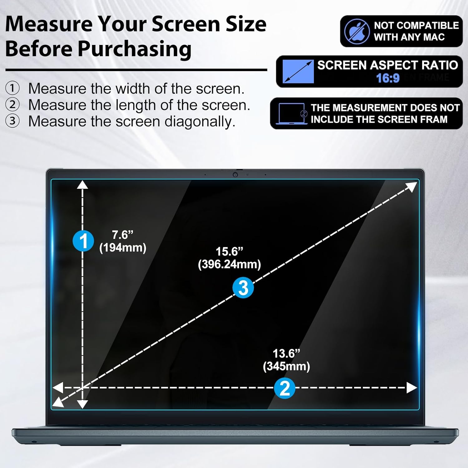 15.6 inch Laptop Screen Protector, Tempered Glass Protector for HP/Dell/Sony/Samsung/Lenovo/Acer/MSI/LG/Razer Blade Aspect Ratio 16:9 15.6" Laptop, 9H Hardness, Fingerprint Resistant, Bubble Free Tempered Glass Film 15.6 Inch (16:9 Aspect Ratio) image 2 of 7 B09JW52M64