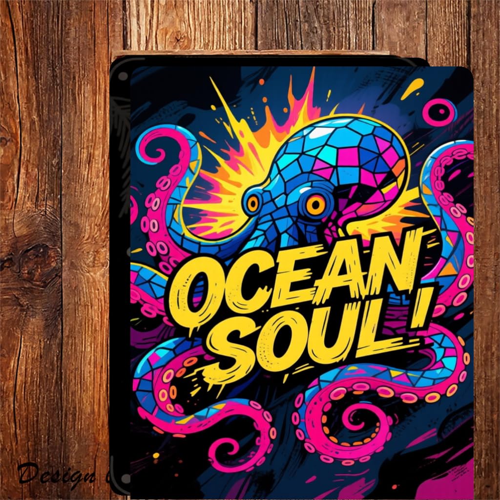 2D Waterproof Octopus Metal Painting Wall Plaque, 8x12 inches/ 20 * 30cm, Durable Wall Hanging Decoration for Indoor/Outdoor Use