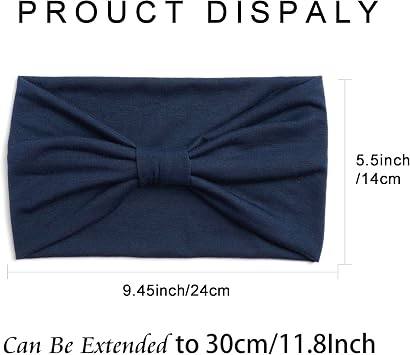 Boho Headbands For Women Fashion Stretch Wide Hair Bands Knoted Turban Head Bands Yoga Running Sweatband Elastic Headband Stylish Wrap Headbands Hair Accessories for Teen Girls 4 Pack