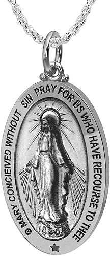 US Jewels And Gems - Collar con colgante grande de plata de ley 925 de 1.125 pulgadas, ovalado, con acabado antiguo, de 18 a 24 pulgadas