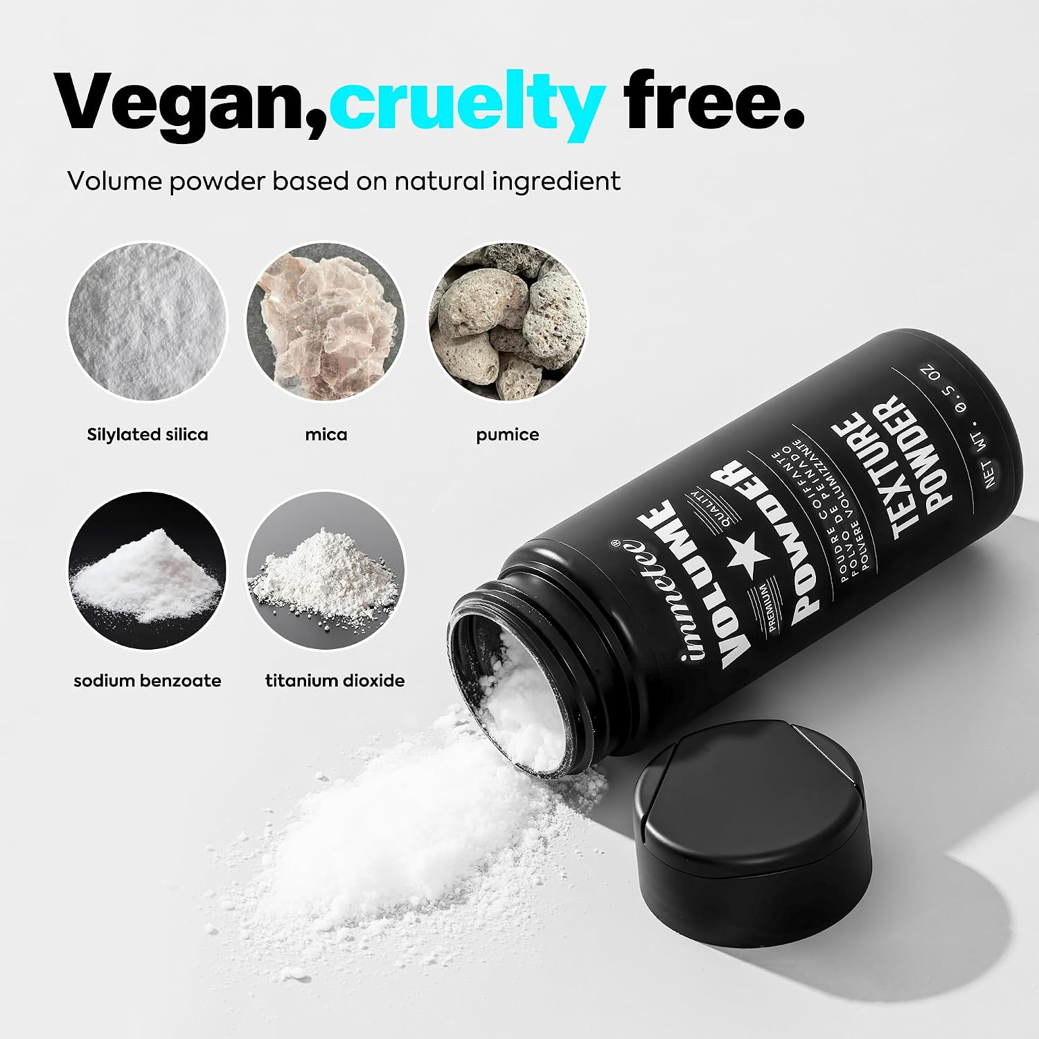 immetee Hair Volume Powder - Texture Styling for Men and Women, Light Control Natural Matte Look, Root Lifting 14g (0.5 oz)