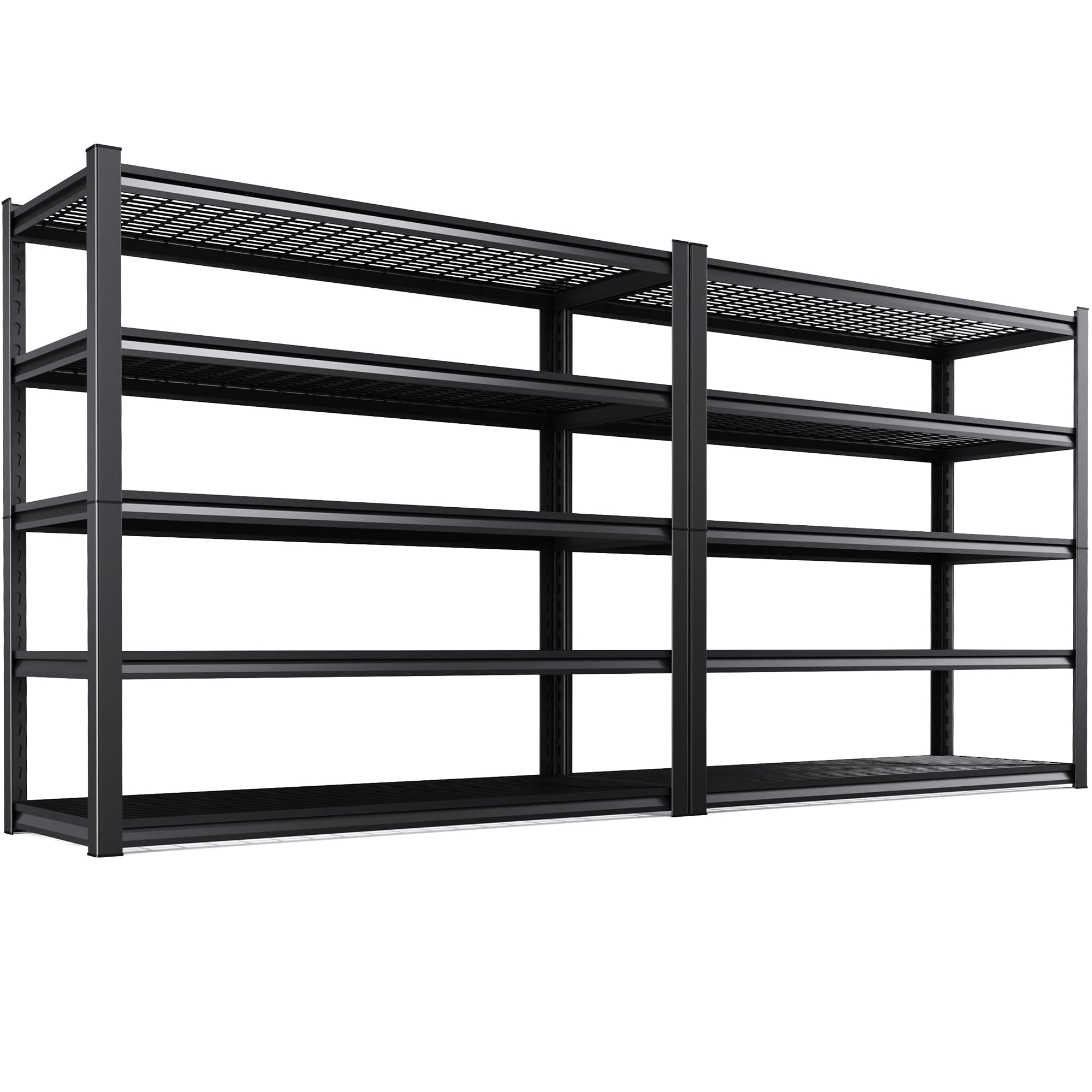 Set of 2 Garage Shelving-3500 lbs 5 Tier Storage Shelves,Adjustable Heavy Duty Metal Shelving Unit and Storage Large Wire Rack,Utility Steel Shelf for Warehouse Industrial Pantry Basement -72"x59"x20"