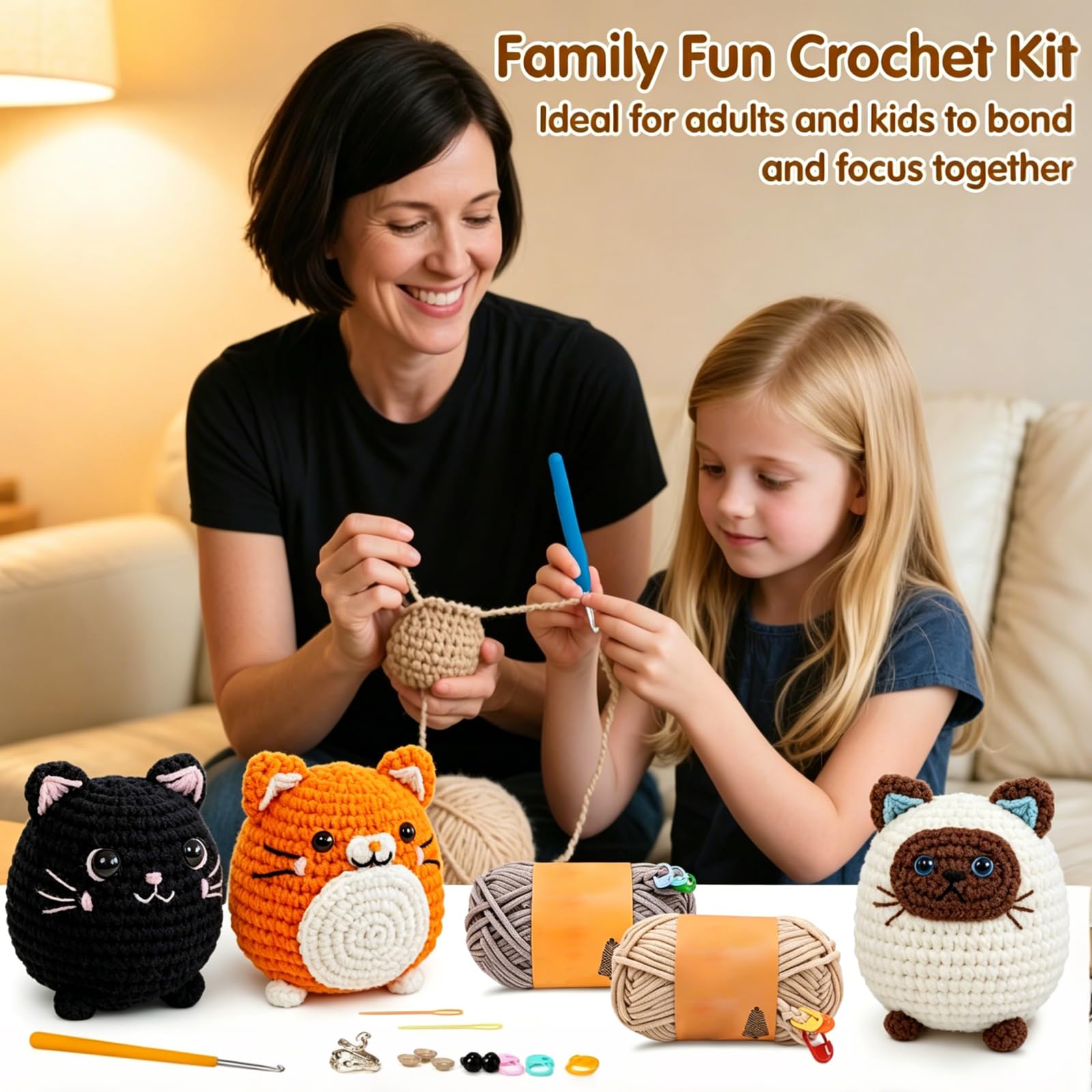 KINDLUME Kit Uncinetto, Kit Uncinetto Principianti, Uncinetto Set, Kit per Uncinetto, con Tutti i Materiali, per Relax Creativo, Idee Regalo Personalizzate, Attività Manuali Con Bambini