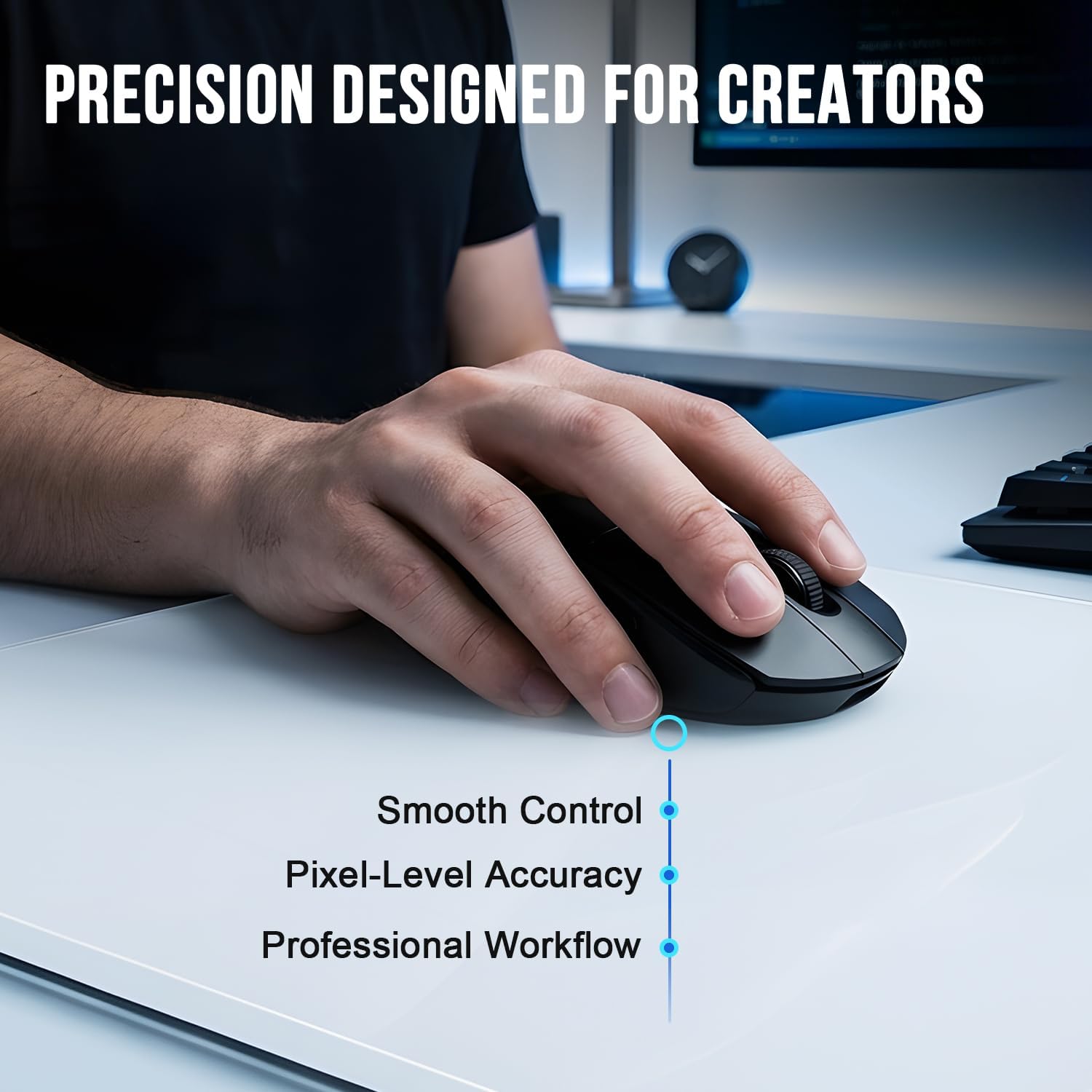Tempered Glass Gaming Mouse Pad, Ultra-Smooth Micro-Etched Surface Speed & Control, Large 19.7"x15.7" Anti-Slip Base, Easy Clean Scratch Resistant for Esports and Work (White)