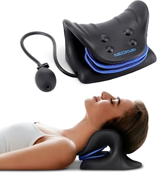 NECKUP Advanced Airbag Neck Stretcher for Neck Pain Relief || Ergonomic Cervical Spine Relief, Enhanced Traction Pillow Design, Portable Neck Pain Alleviator || Neck and Shoulder Relaxer