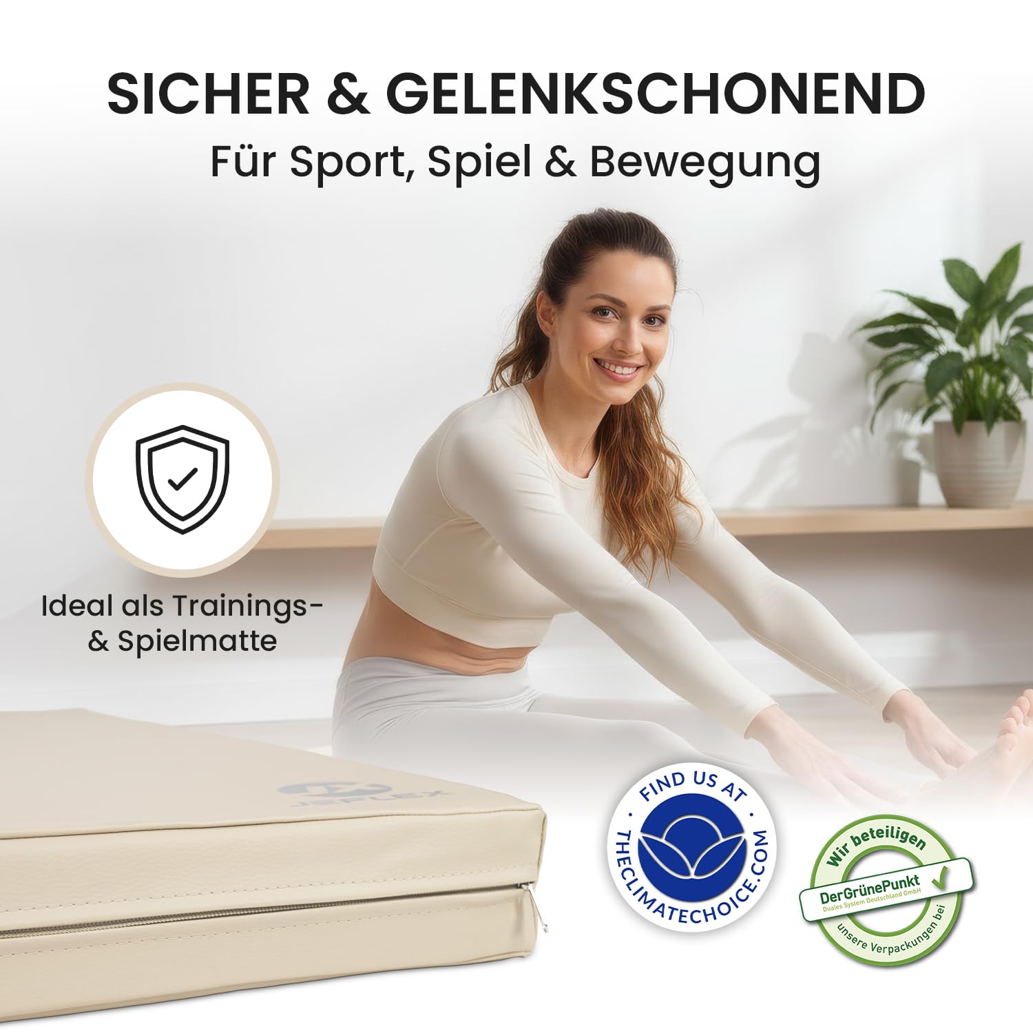 Jeflex - Sport-Fallschutzmatte, 200 x 100 x 8 cm, made in Germany/Gymnastikmatte/Platzsparende Fitness- und Yogamatte/Spielmatte