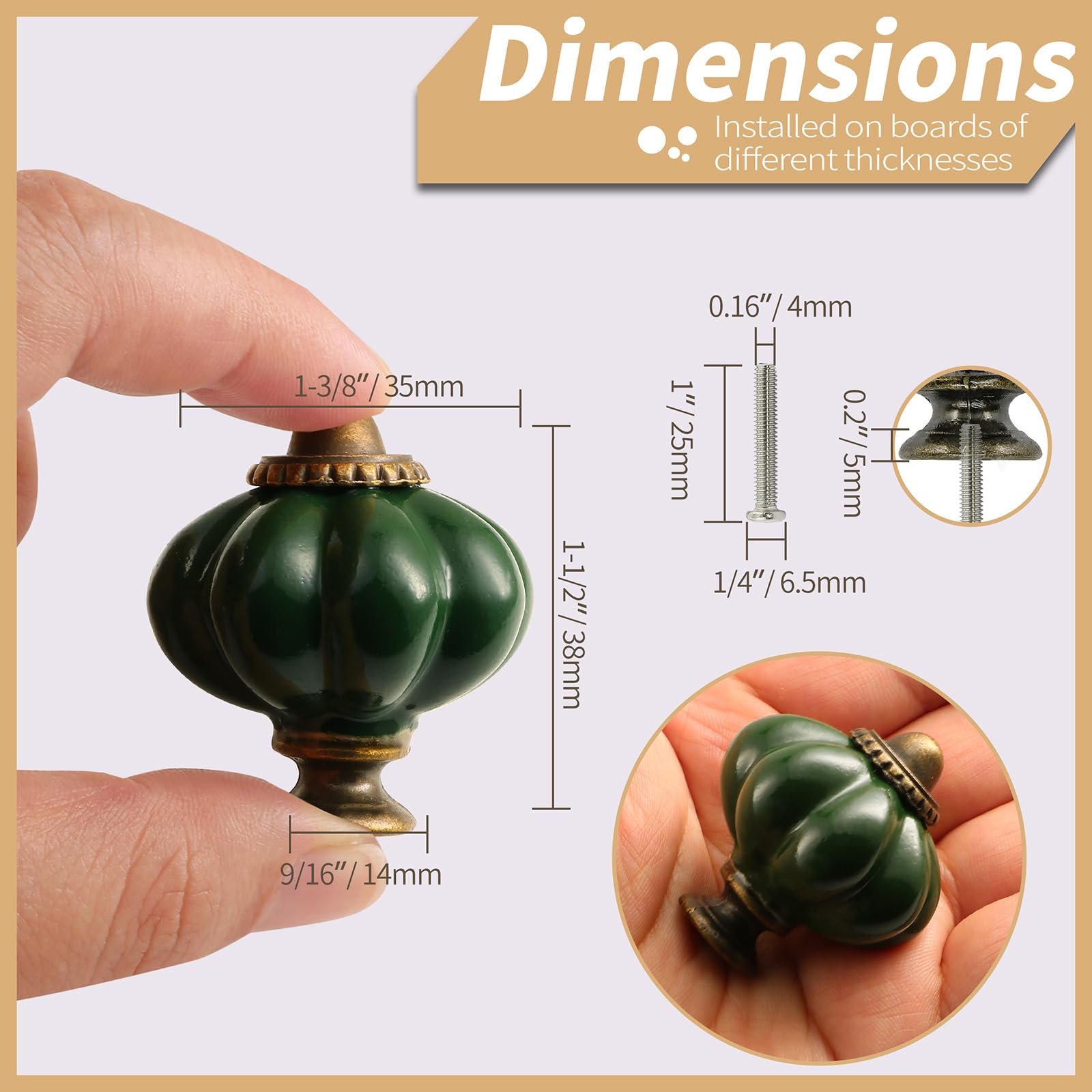 Lot De 8 Boutons En Céramique Ivoire Et Vert – Boutons D Tiroir Vintage Avec Vis 98766959