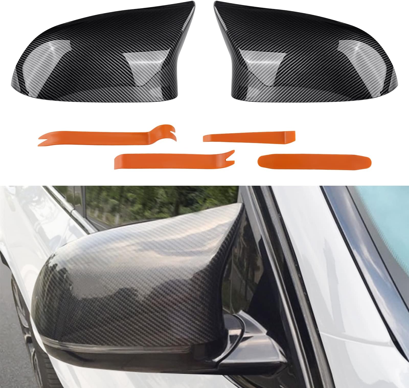 Carbon Fiber Side Mirror Covers For BMW F20 F30 F32 Etc. - ABS Replacement Caps For Fits F-Series & X1 E84