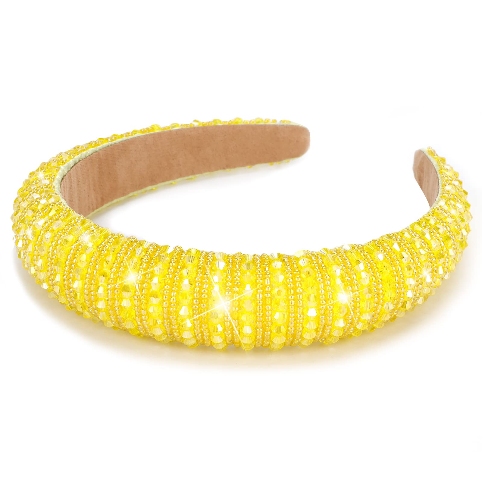 Amazon.com : Wecoe Yellow Headband Fashion Rhinestone Padded  display picture 2