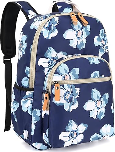 Mochila para portátil Leaper para mujeres linda mochila floral para niñas para escuela, universidad, viajes, trabajo - mochila ligera para niños,