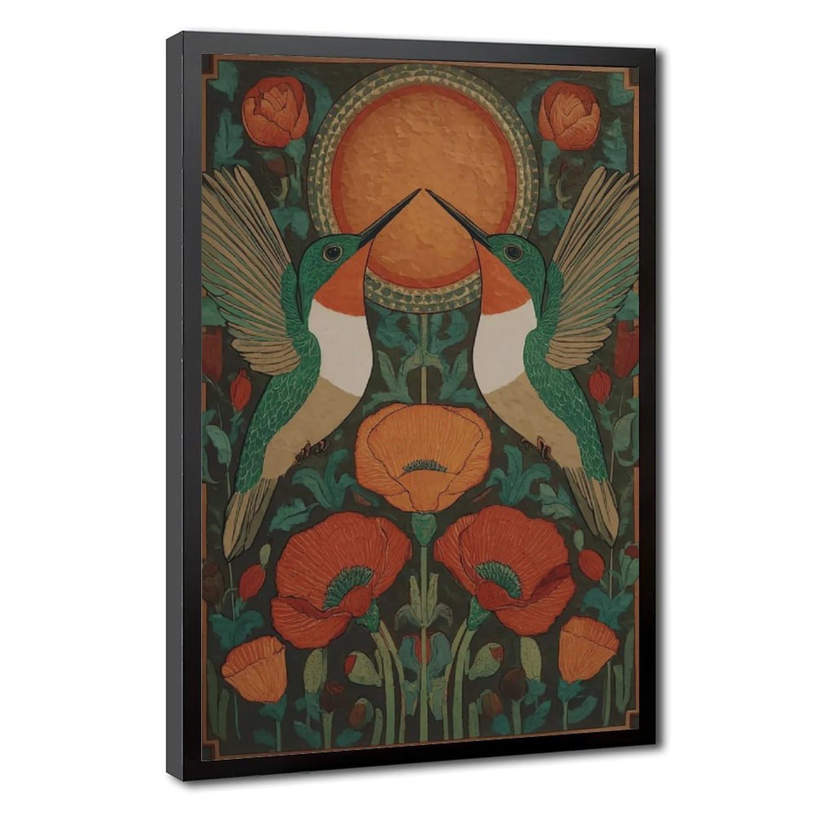 Bareronor Hummingbird Folk Poster Canvas Poster Bedroom Decor Landscape Office Room Decor Gift 24" L X 36" W