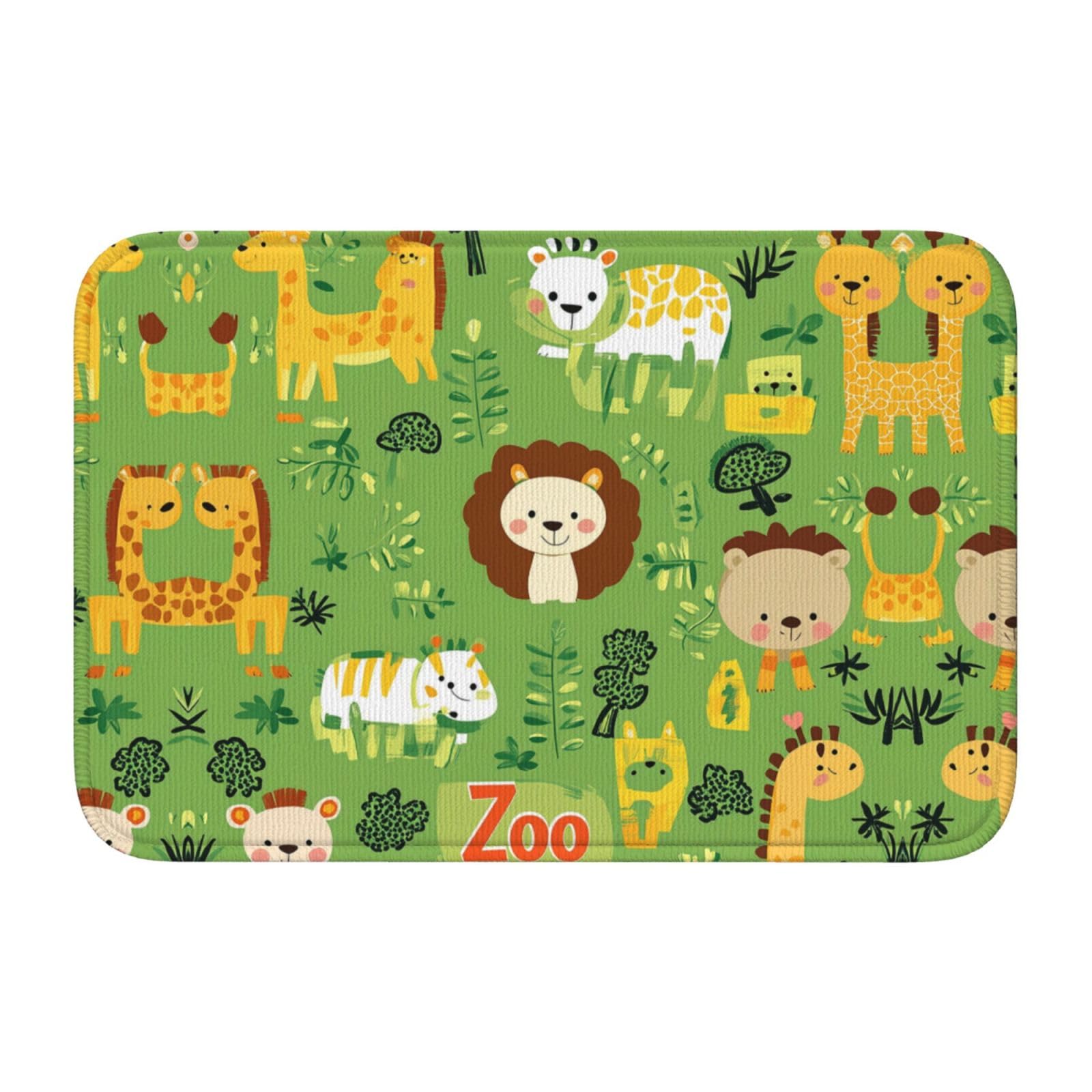 Door Mat Cartoon Lion Front Doormat for Outside Entrance Patio Porch, Education Giraffe Floor Mat Entrance for Indoor Bedroom Bathroom Kitchen Home Decorative