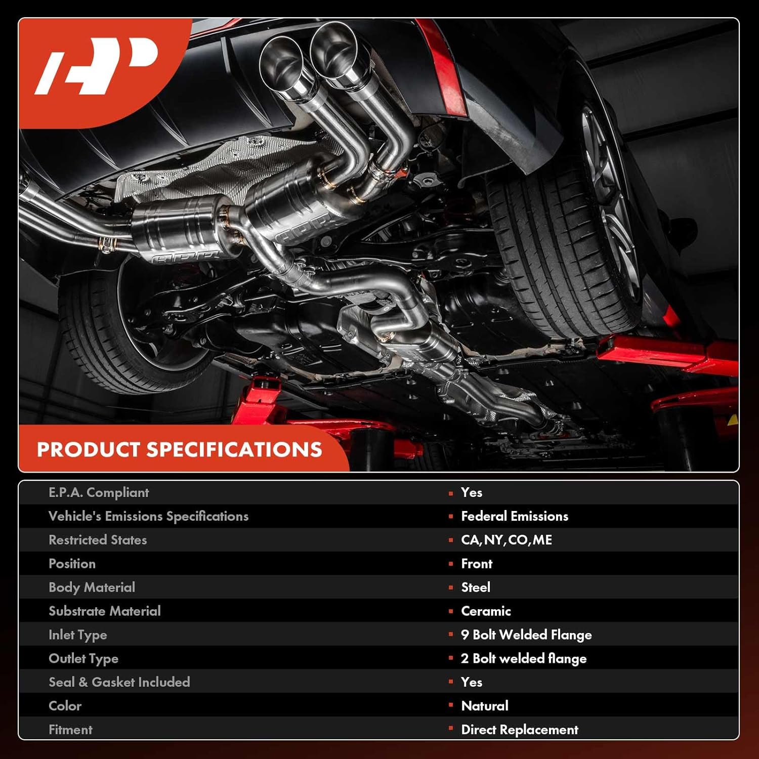 A-Premium Front Exhaust Manifold Catalytic Converter Kit Direct-Fit Compatible with Mitsubishi Lancer 2002-2007, 2.0L, EPA Compliant, Replace# 1555A043, MN156058