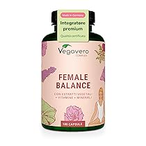 Vegavero FEMALE BALANCE | 180 capsule | per Squilibrio Ormonale con Agnocasto, Maca, Magnesio, Acido Folico, Vitamine e Minerali | Amenorrea e PMS | Vegan e Senza Additivi