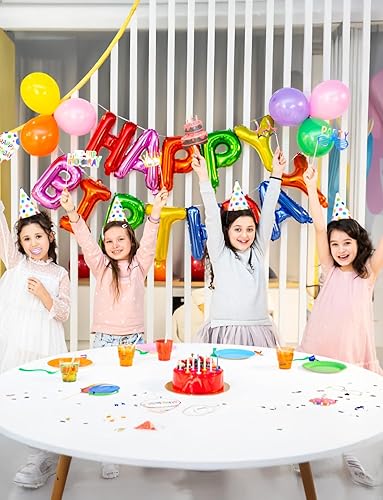 Miniatura 6 de Decoraciones de fiesta de cumpleaños arcoíris, pancarta de globo de feliz cumpleaños con globos coloridos, globo de margarita grande, globos de