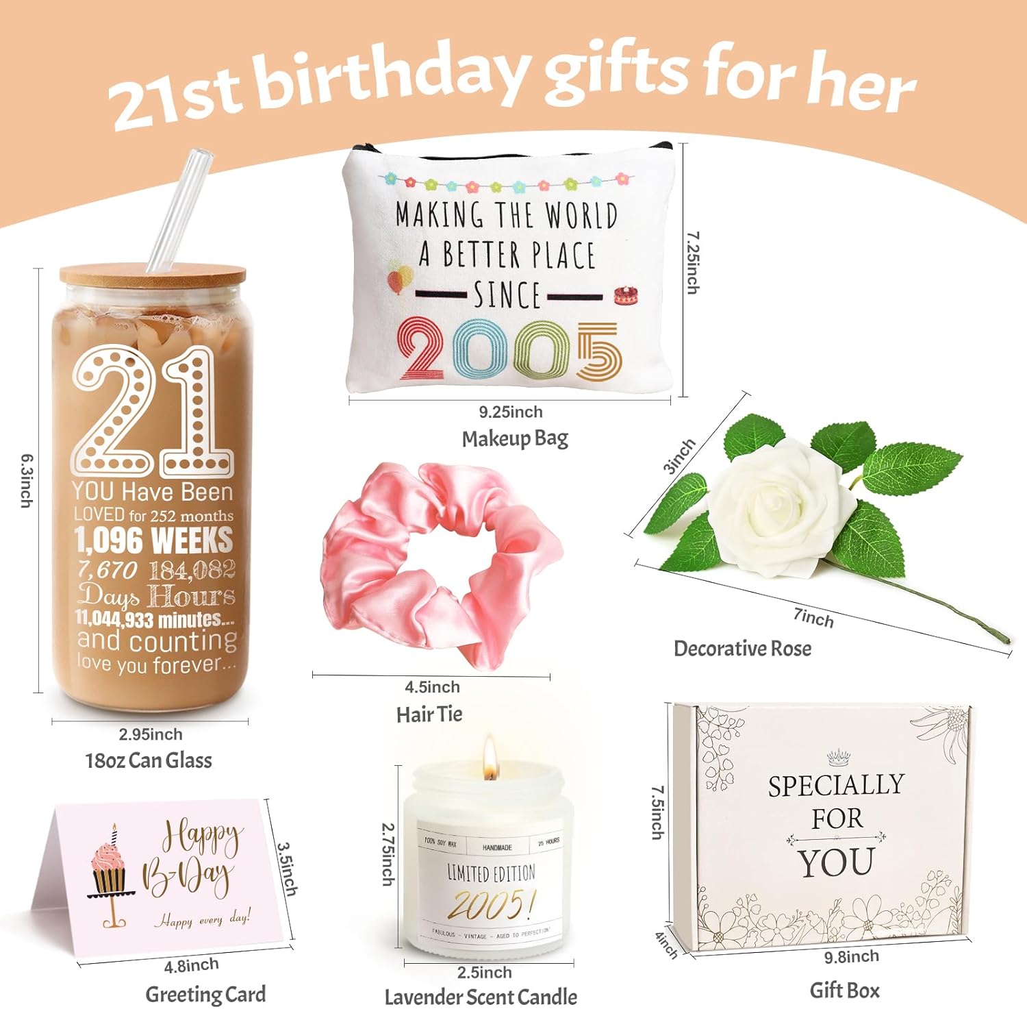 21st Birthday Gifts for Her Women, Happy 21 Year Old Gifts for Her, 21 Year Old Birthday Baskets for Daughter Sister Friend, Unique Gifts for 21st Birthday Female Born in 2005 - Image 2