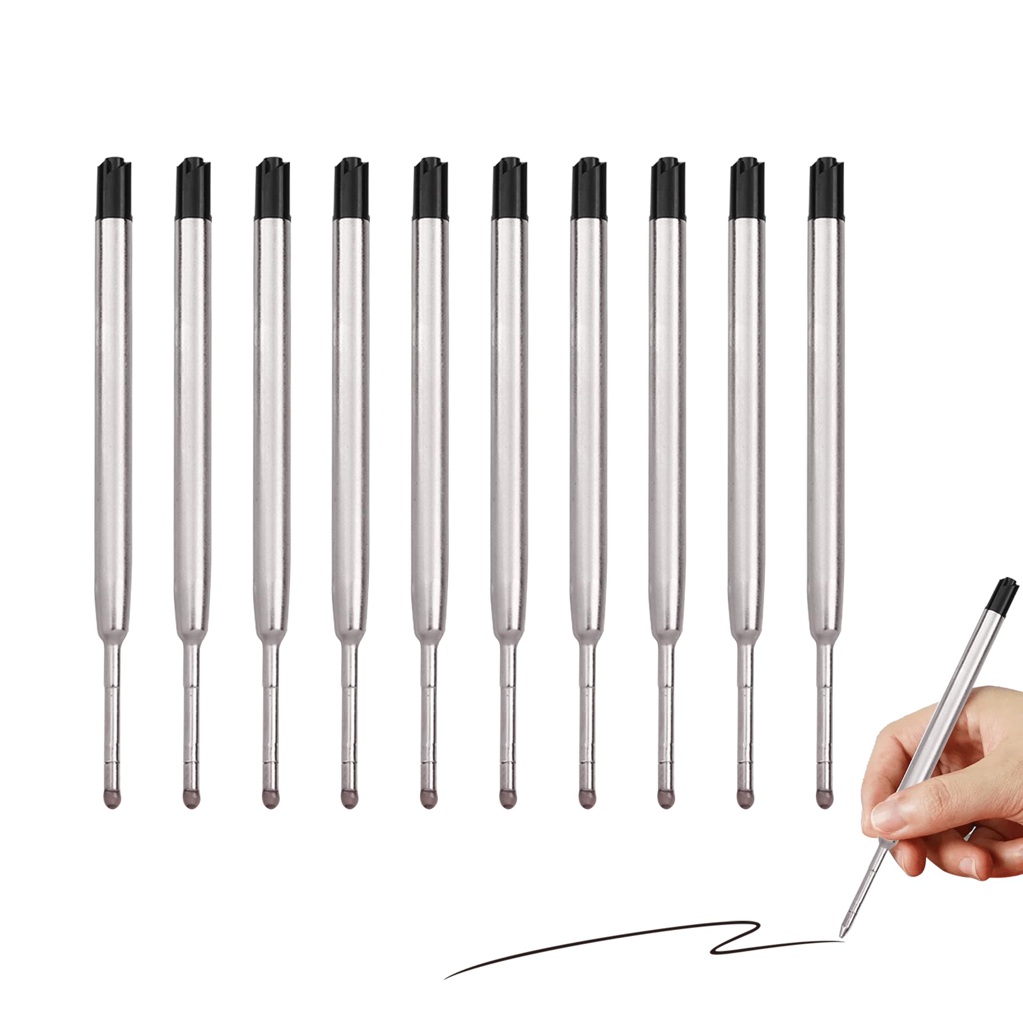 Parker 10PCS Black Ballpoint Pen Refills - 9.9cm Long, Medium Size 0.7mm Nib