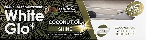 Miniatura 7 de White Glo Pasta de dientes blanqueadora de aceite de coco, refrescante sabor a coco y menta, cuidado bucal holístico sin flúor, aceite de coco de