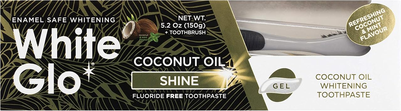 White Glo Coconut Oil Whitening Toothpaste, Refreshing Coconut & Mint Flavour, Fluoride-free Holistic Oral Care, Infused Luxurious Coconut Oil For Sparkling White Teeth and Ultimate Clean - 5.2 Ounces