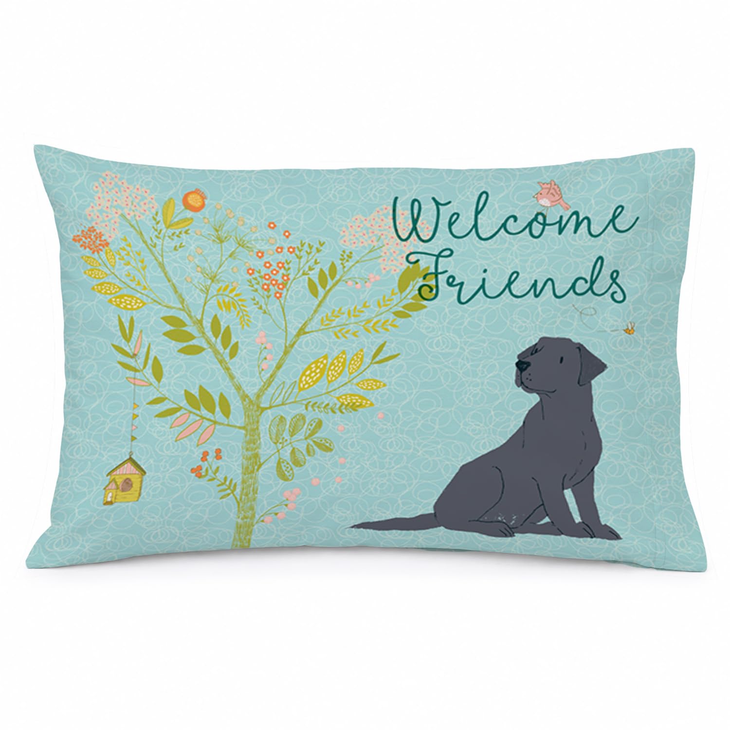 Taie d'oreiller Labrador Noir multicolore lit standard 50x70