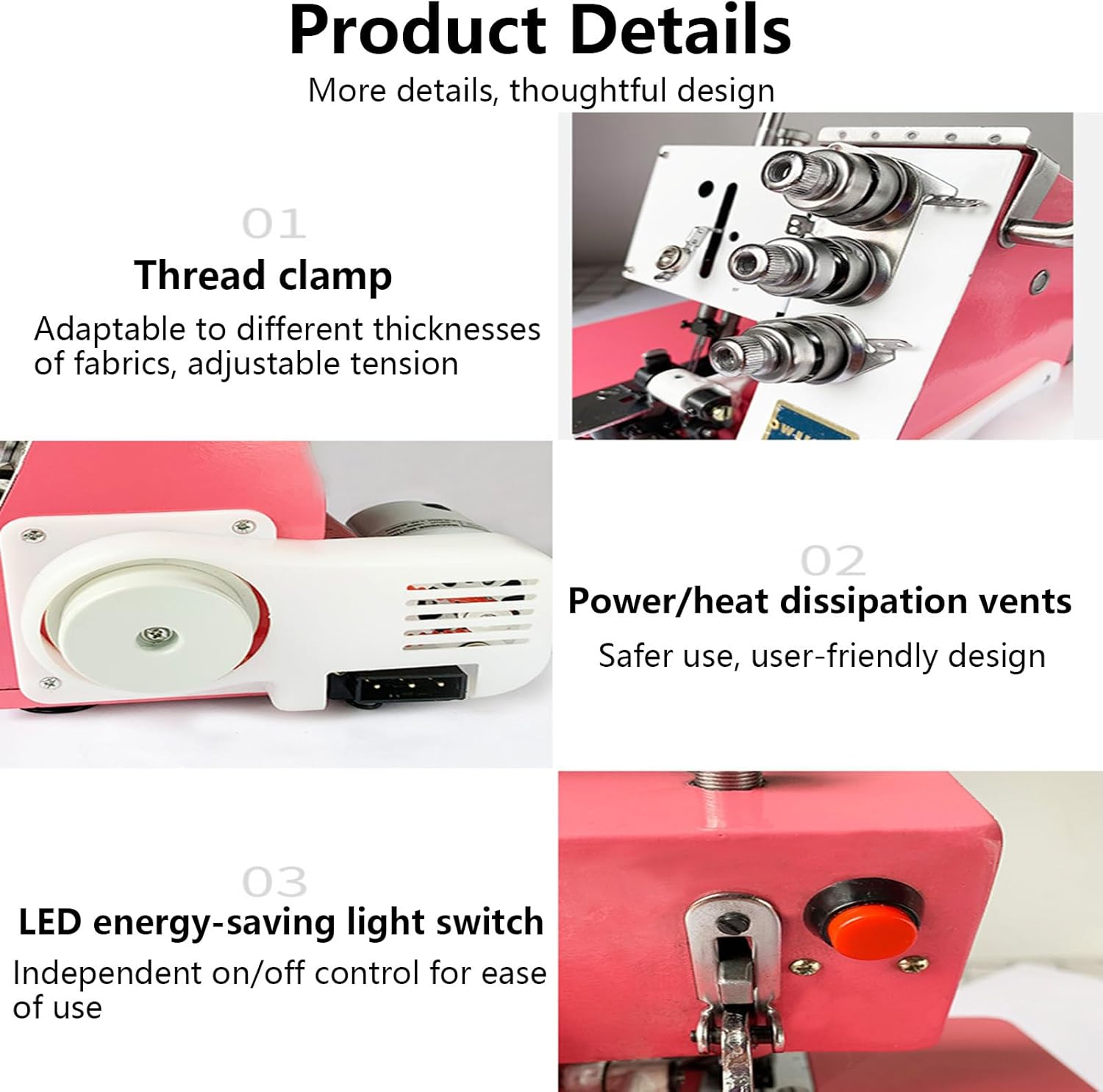 Four Threads Portable Sewing Machine with Adjustable Stitch Length Metal Frame Serger Overlock Sewing One Machine Small