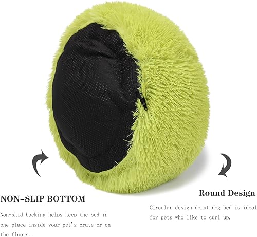 Miniatura 4 de Cama para perros extra pequeña lavable verde de 15 pulgadas, suave cama para mascotas pequeñas, calmante y antiansiedad, redonda, se adapta a hasta
