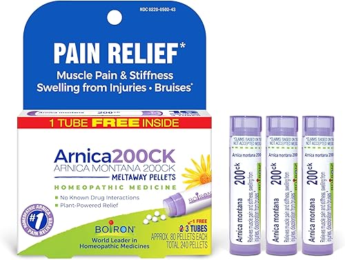 Boiron Arnica Montana 200CK Medicina Homeopática para Alivio del Dolor, Dolor Muscular y Rigidez, Hinchazón por Lesiones y Moretones - 3 Unidades