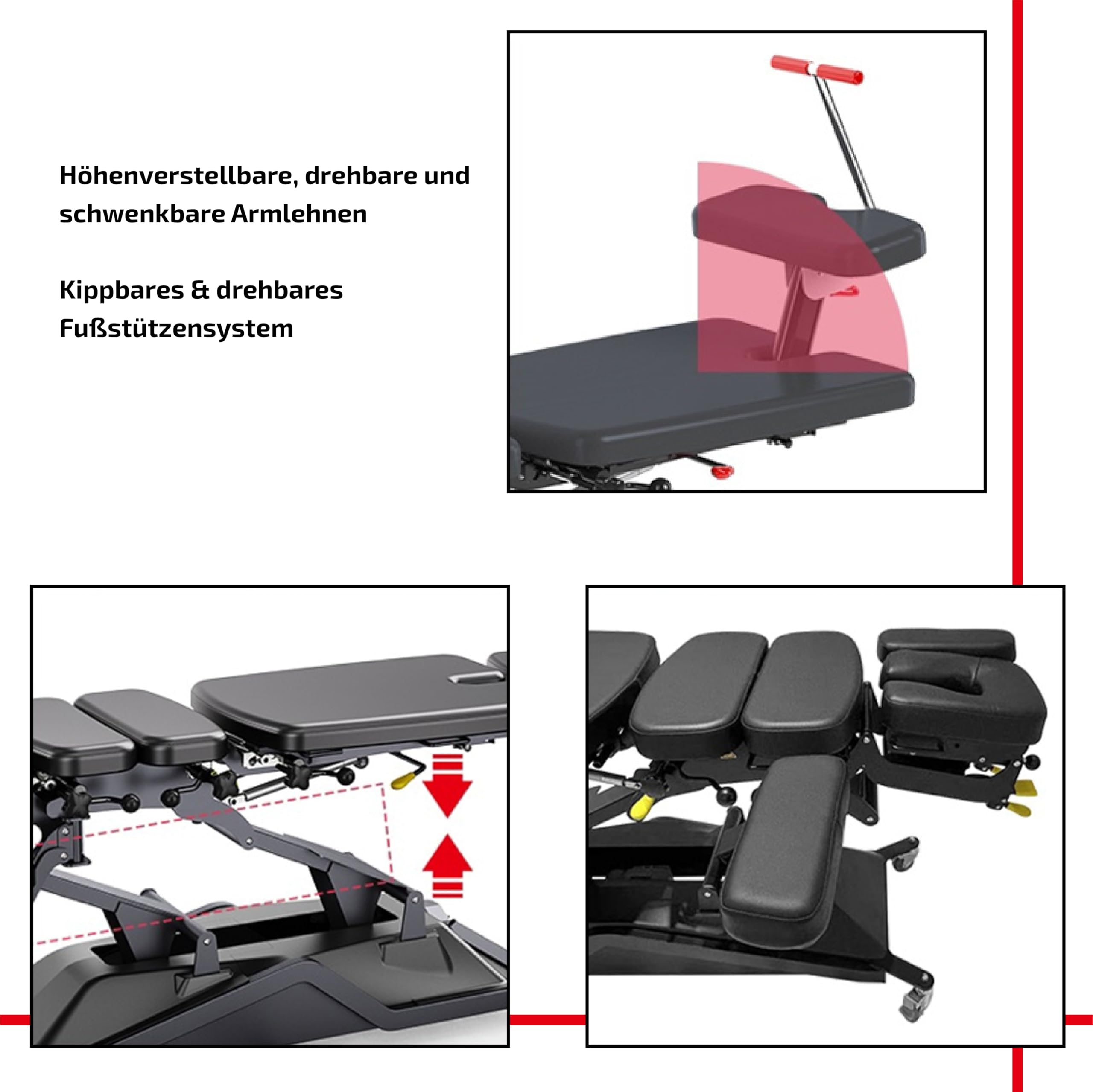 Professionelle Chiropraktik-Liege Herrington-481 – Elektrisch Verstellbar mit Integrierten Drops, Traktion und Flexion – Mit 1 Zusätzlichem Drop Gratis (Thorakal/Becken)