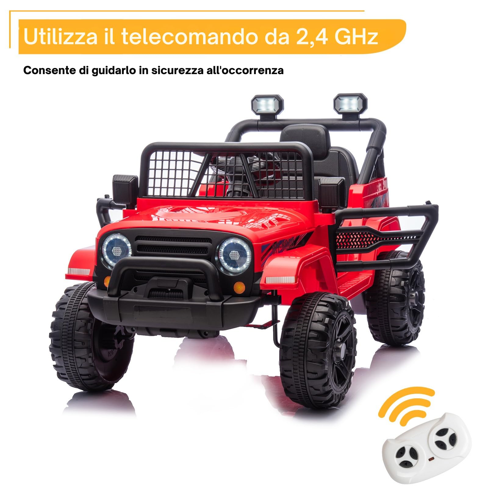 LALAHO Mcchina Elettrica Per Bambini 12V, Vel. max. 4,5 km/h Auto Elettrica per Bambini 3-5 Anni, Sospensioni, MP3, Telecomando, Rosso