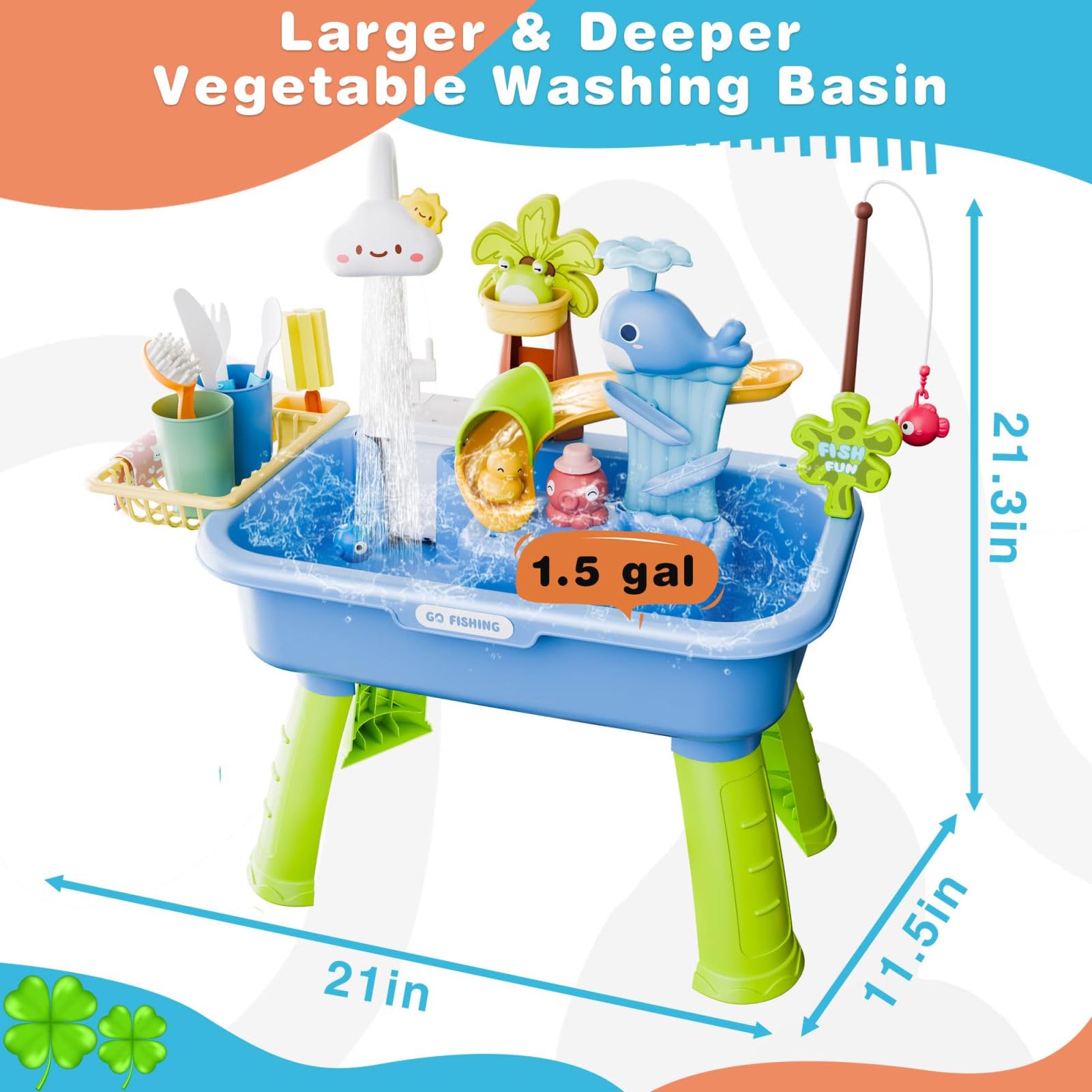 Générique Table À Eau pour Person - Évier De Jeu Électrique avec Pompe Et Eau Courante, 4-en-1 Centre D'Activités Sensorielle avec Jeu De Pêche, D'Extérieur Cadeau Anniversaire Garçons Filles 3 Ans+