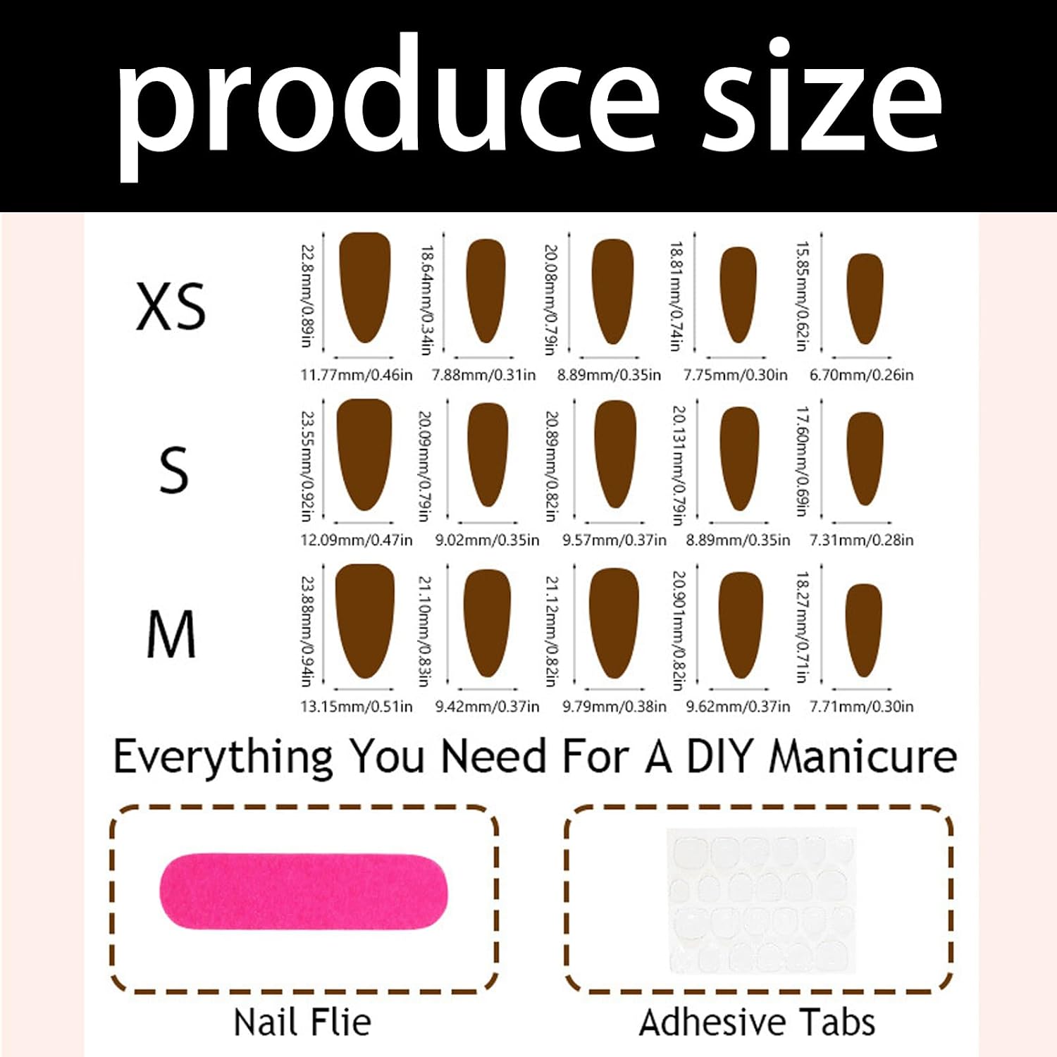 Almond Manicure Tips, Glossy Nude Tips, Adhesive Tabs