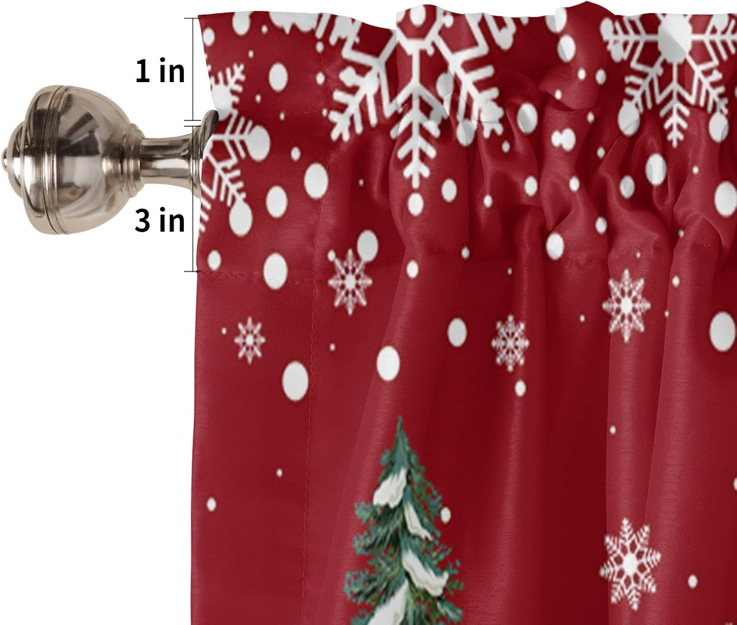 Teamery Christmas Snowman Kitchen Curtains, Curtains and Valances Set Tier Winter Xmas Holiday for Windows, Tree Rod Pocket Short Bathroom Living Room Cafe, 3pcs Christmastmy0468