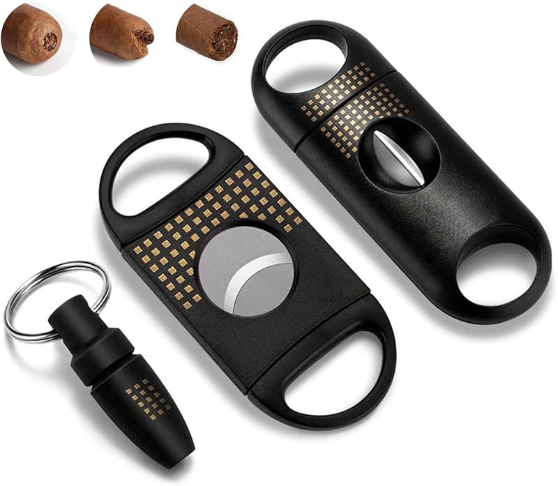 Cigar Cutter Set, with Cigar Straight Cutter, Cigar V Cutter, Cigar Punch, Multi-Functional Cigar Accessories Kit for Cigar Humidor Case, Portable Cigar Tools for Travel Outdoors