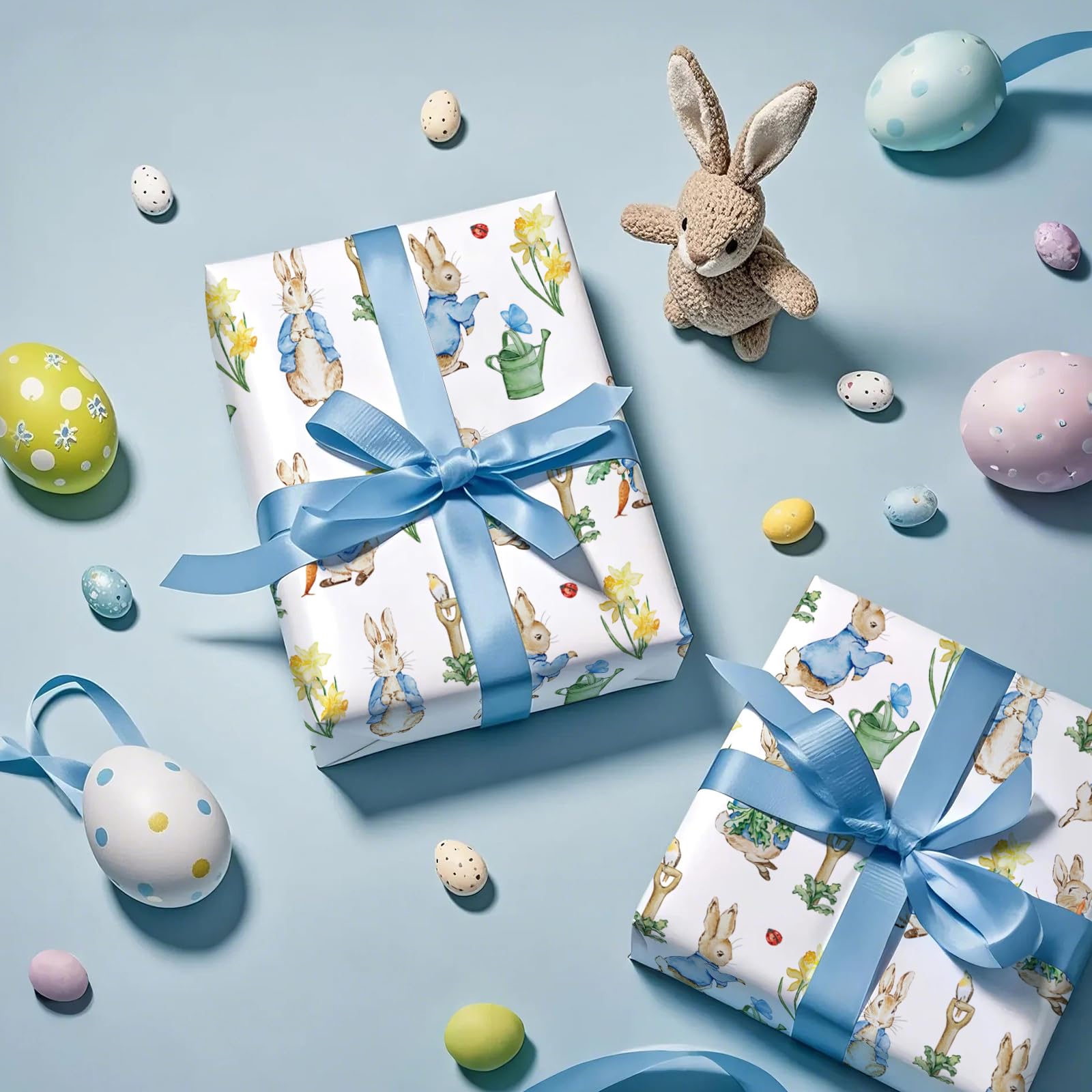 WRAPAHOLIC Rouleau de papier cadeau de Pâques – Mini rouleau de 43,2 cm x 5 m – Motif lapin parfait pour Pâques, fête de printemps, fête prénatale, vacances