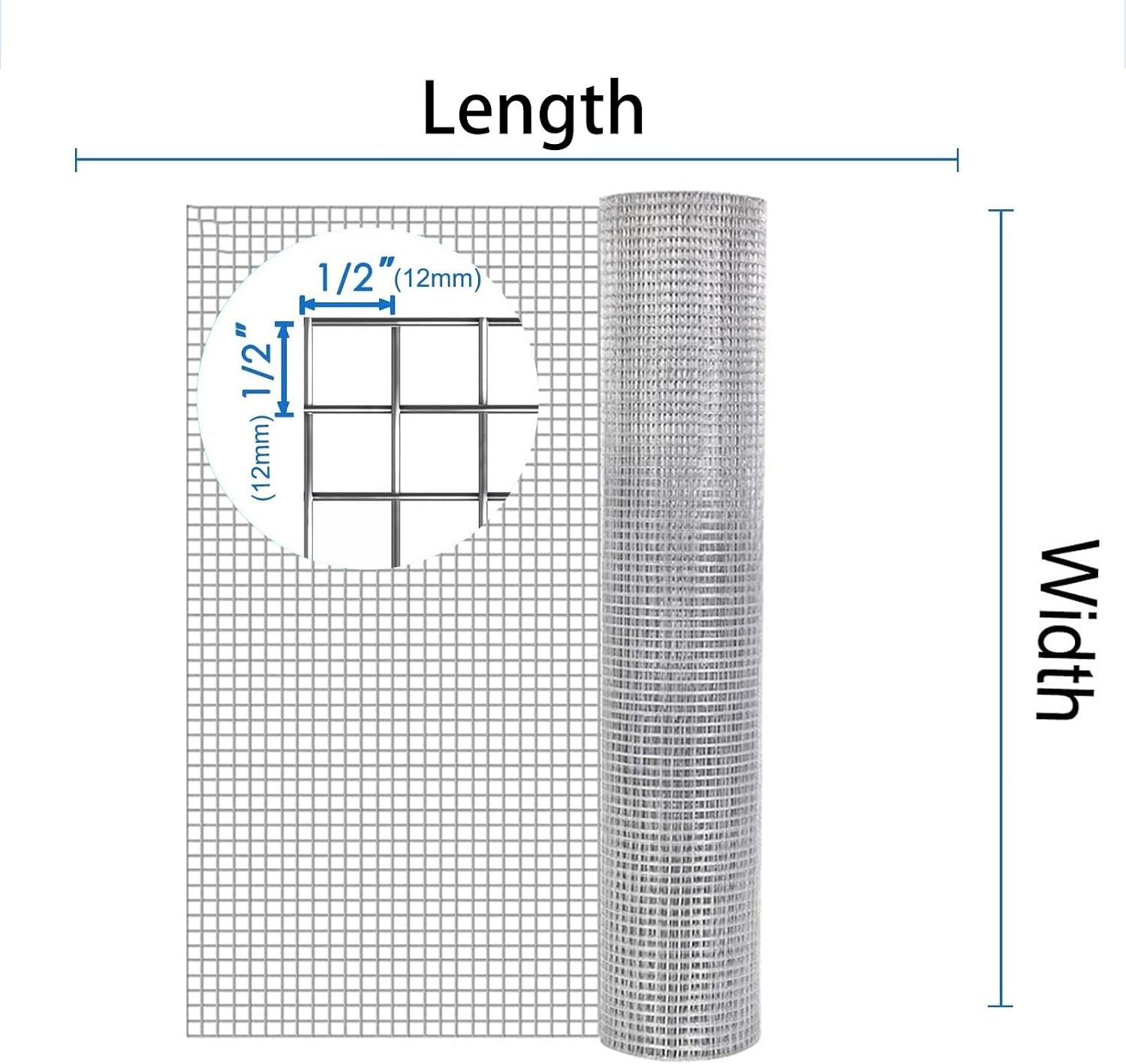 Stainless Steel 304 Welded Wire Mesh 1 2 Inch Hardware Cloth for Chicken Coop Rabbit Enclosure Animal Fence Mesh Roll (1.2m x)