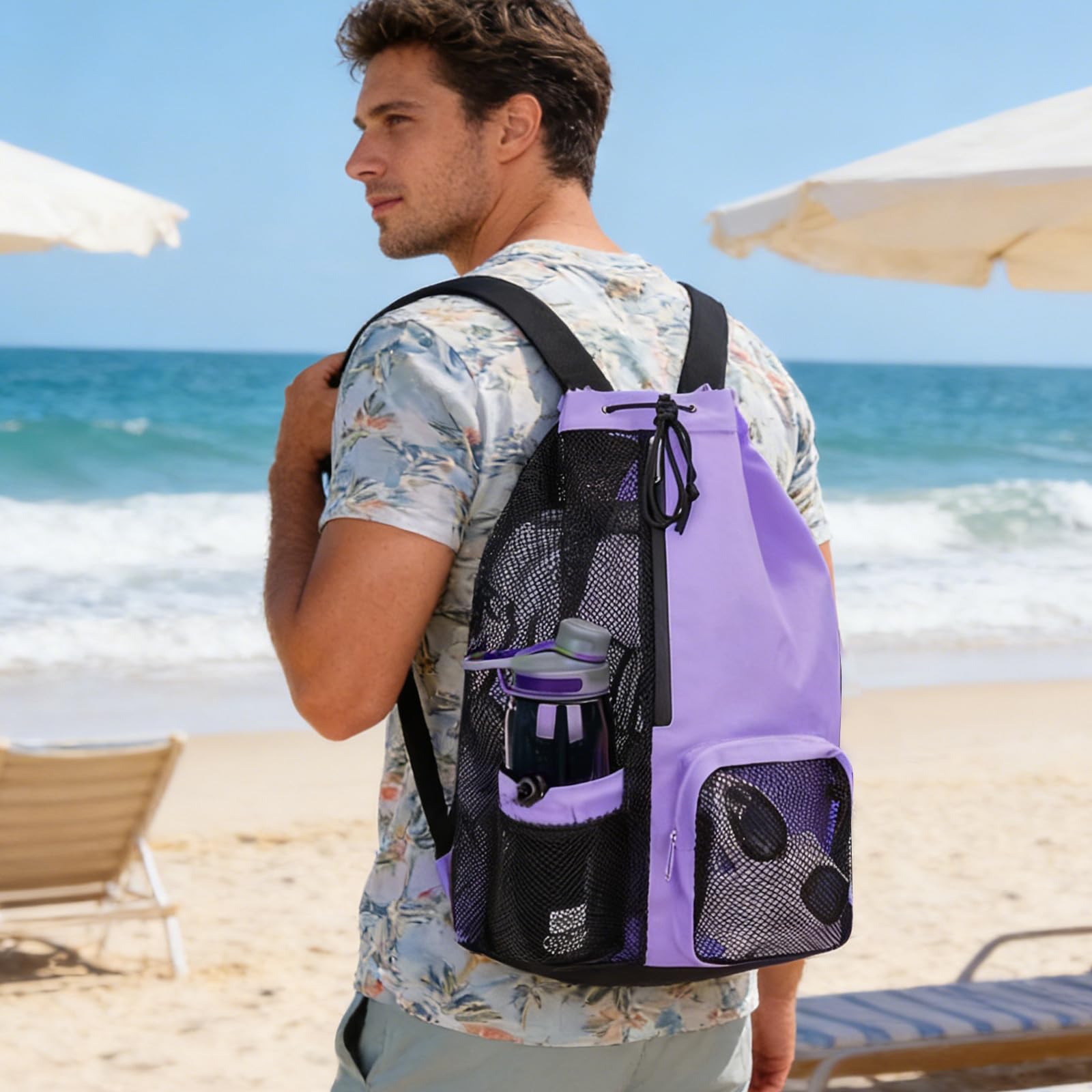 JSTHHTT Mochilas de Cuerdas, Bolsas de Cuerdas Mujer Hombre Mochila, Bolsa de Malla con Cordón en Seco-Húmedo, Natacion Cuerdas Bolsa Piscina Malla para Natación Gimnasio Playa Deporte — view 6