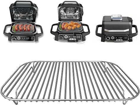 Stainless Steel Stand, 12.6 8.7 IN Indoor Outdoor Flex Flame Combi Accessories Grill Stand for Ninja Woodfire OG701 OG751 and other Wood fire Electric Air Fryer, Dishwasher Safe
